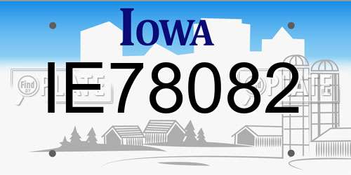 IE78082 Iowa License Plate