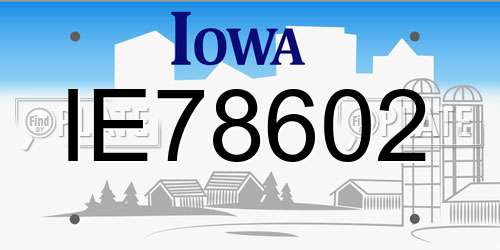 IE78602 Iowa License Plate