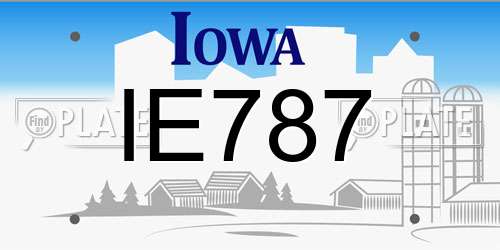 IE787 Iowa License Plate