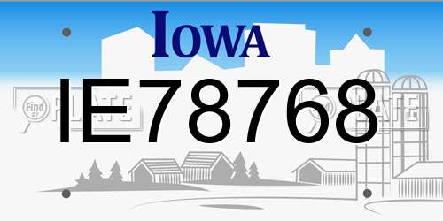 IE78768 Iowa License Plate