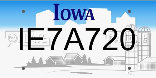 IE7A720 Iowa License Plate