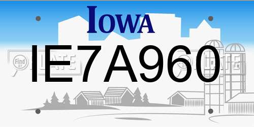 IE7A960 Iowa License Plate