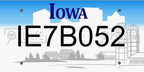 IE7B052 Iowa License Plate