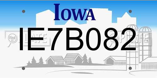 IE7B082 Iowa License Plate