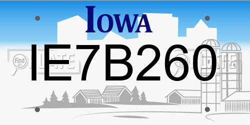 IE7B260 Iowa License Plate