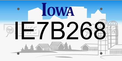 IE7B268 Iowa License Plate