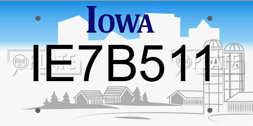 IE7B511 Iowa License Plate