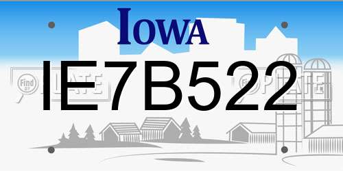 IE7B522 Iowa License Plate