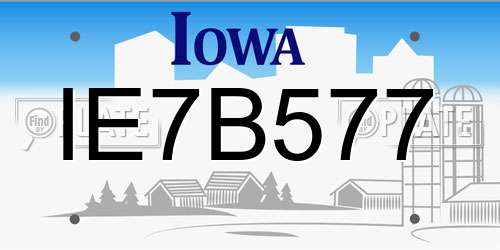 IE7B577 Iowa License Plate