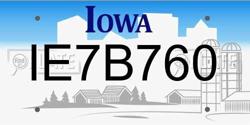 IE7B760 Iowa License Plate