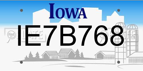 IE7B768 Iowa License Plate