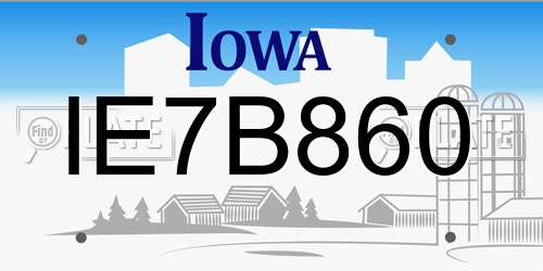 IE7B860 Iowa License Plate
