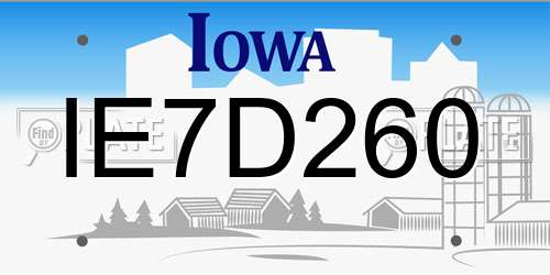 IE7D260 Iowa License Plate