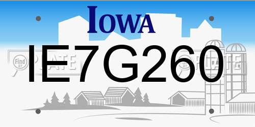 IE7G260 Iowa License Plate