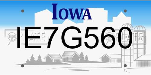 IE7G560 Iowa License Plate