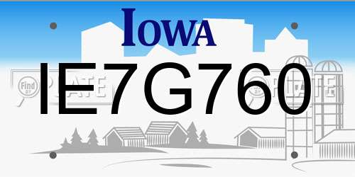 IE7G760 Iowa License Plate