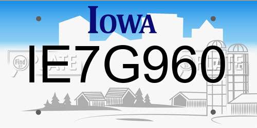 IE7G960 Iowa License Plate