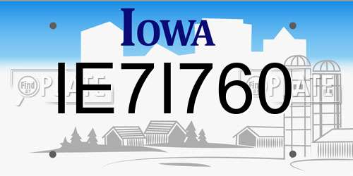 IE7I760 Iowa License Plate