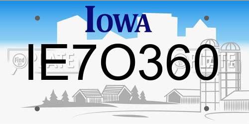 IE7O360 Iowa License Plate