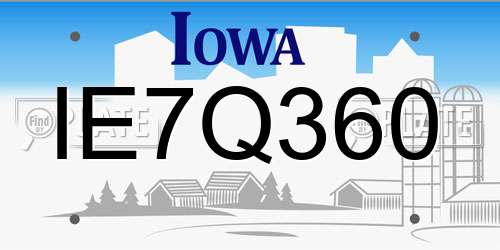 IE7Q360 Iowa License Plate