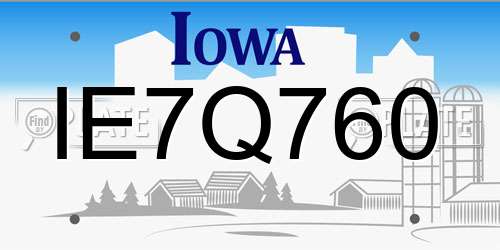 IE7Q760 Iowa License Plate