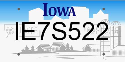 IE7S522 Iowa License Plate