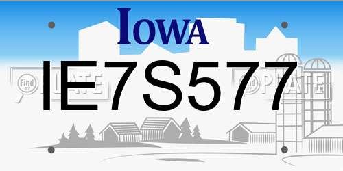 IE7S577 Iowa License Plate