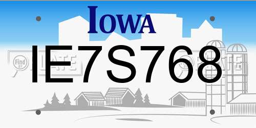 IE7S768 Iowa License Plate