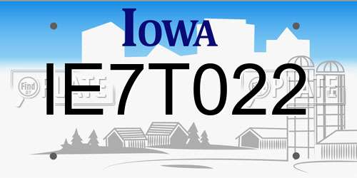 IE7T022 Iowa License Plate