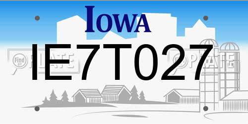 IE7T027 Iowa License Plate