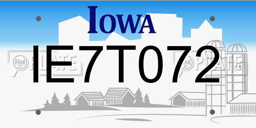 IE7T072 Iowa License Plate