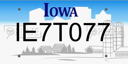 IE7T077 Iowa License Plate