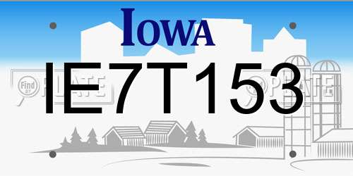 IE7T153 Iowa License Plate