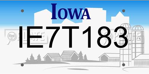 IE7T183 Iowa License Plate