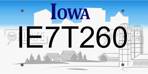 IE7T260 Iowa License Plate