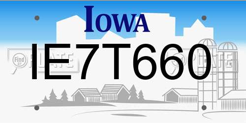 IE7T660 Iowa License Plate