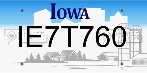IE7T760 Iowa License Plate