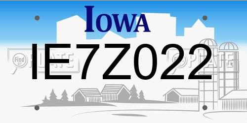 IE7Z022 Iowa License Plate
