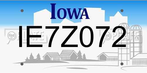 IE7Z072 Iowa License Plate