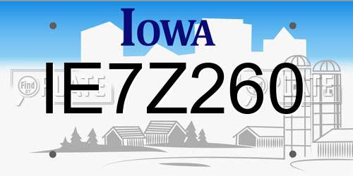 IE7Z260 Iowa License Plate