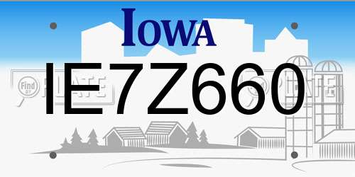 IE7Z660 Iowa License Plate