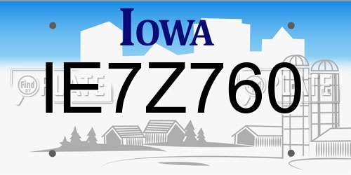 IE7Z760 Iowa License Plate