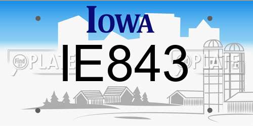 IE843 Iowa License Plate