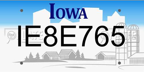 IE8E765 Iowa License Plate