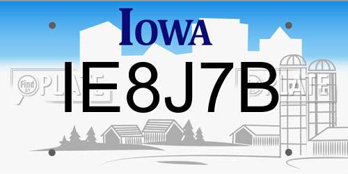 IE8J7B Iowa License Plate