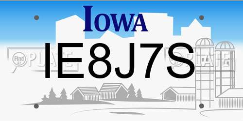 IE8J7S Iowa License Plate