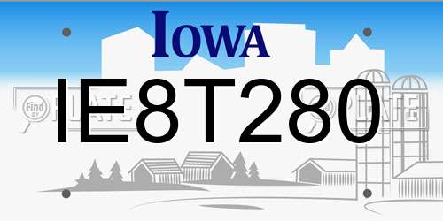 IE8T280 Iowa License Plate