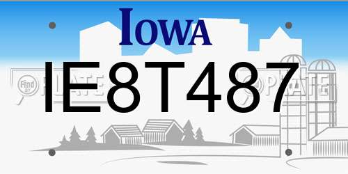 IE8T487 Iowa License Plate