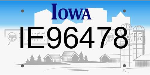 IE96478 Iowa License Plate