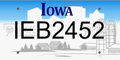 IEB2452 Iowa License Plate